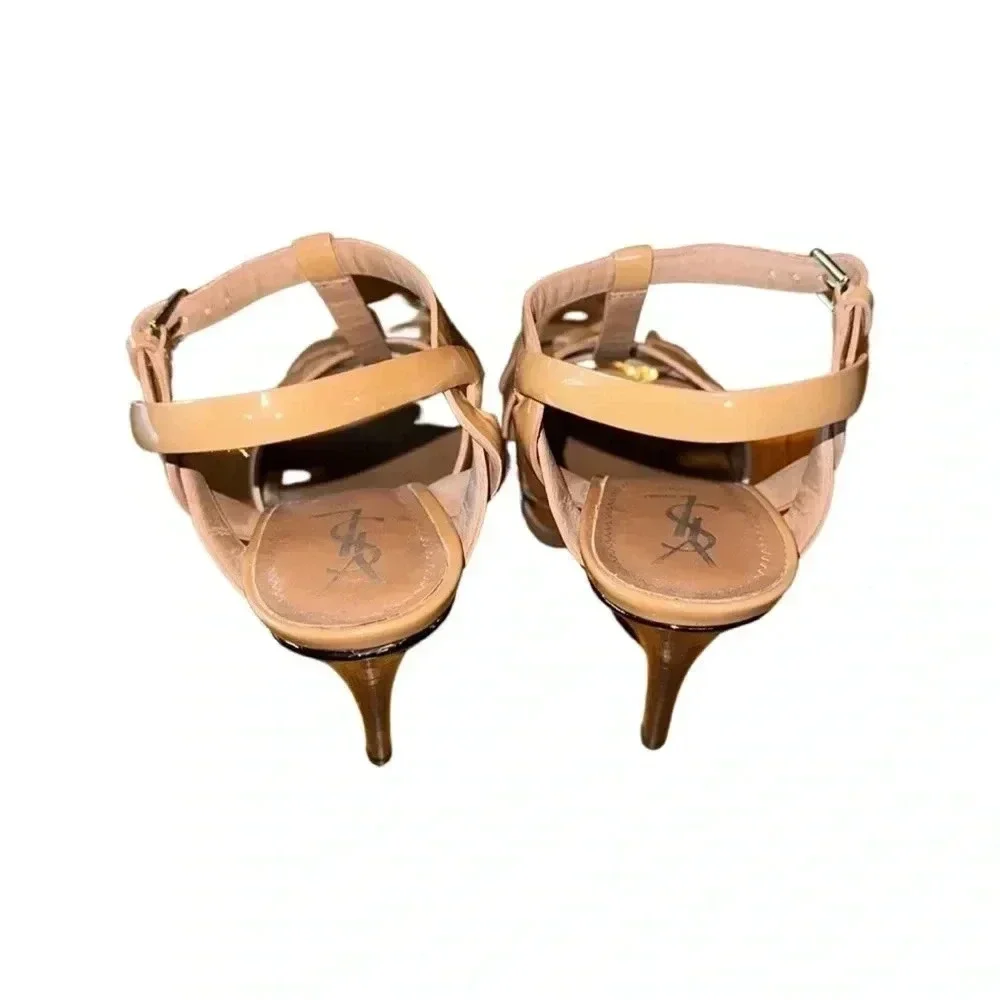 Saint Laurent Patent Leather Tribute Nude Heels Size 38.5 - Picture 5 of 10